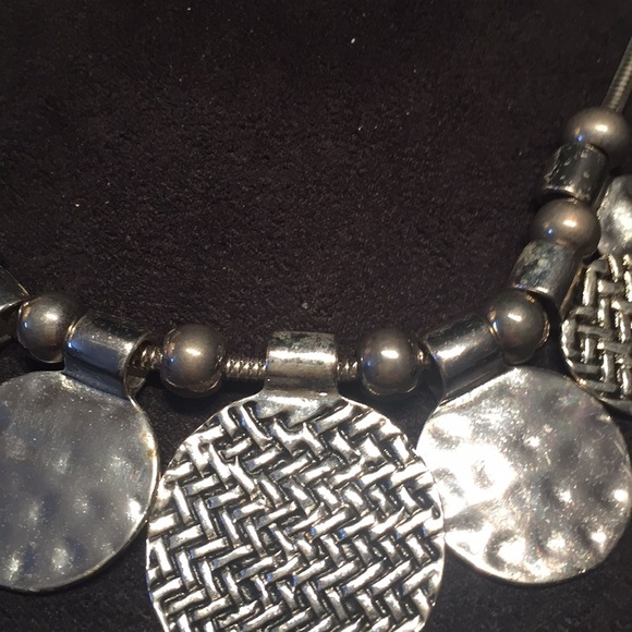 EL Silver Discs Beads &Heavy chain chunky Necklace - Picture 7 of 8